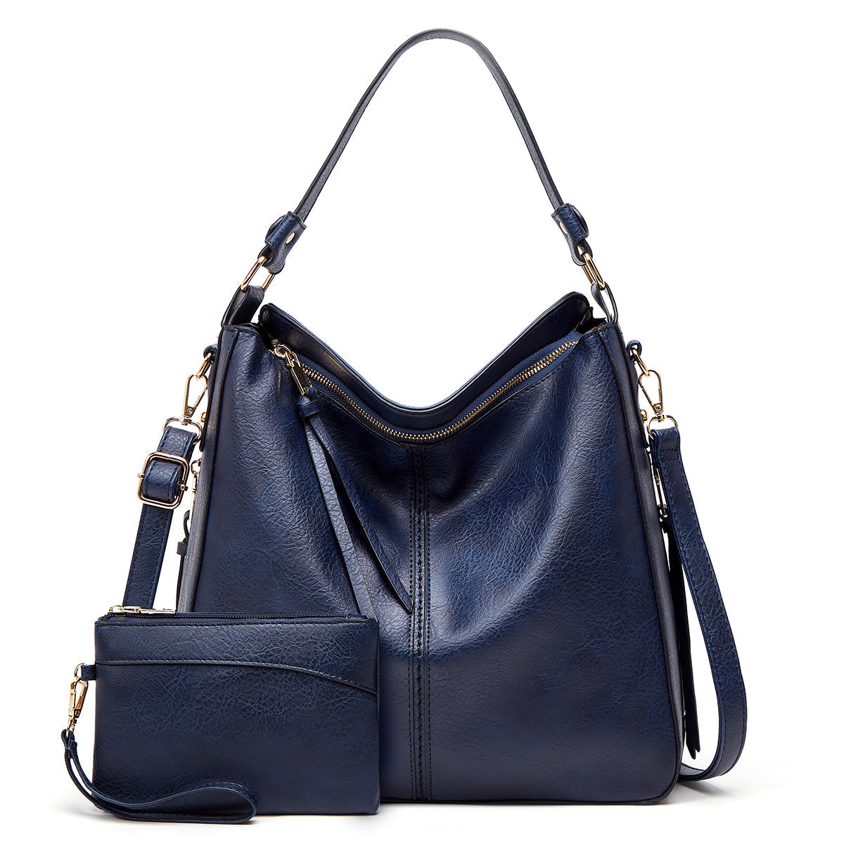 Bolso de mano de cuero de lujo antirrobo tipo hobo + Cartera pequeña GRATIS