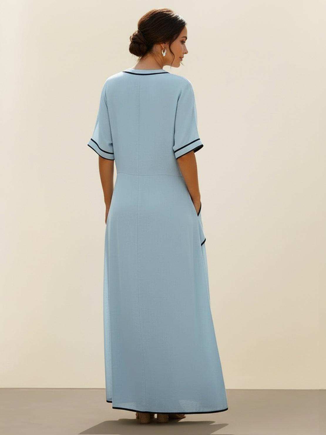 Vestido maxi de cintura anudada y caída fluida