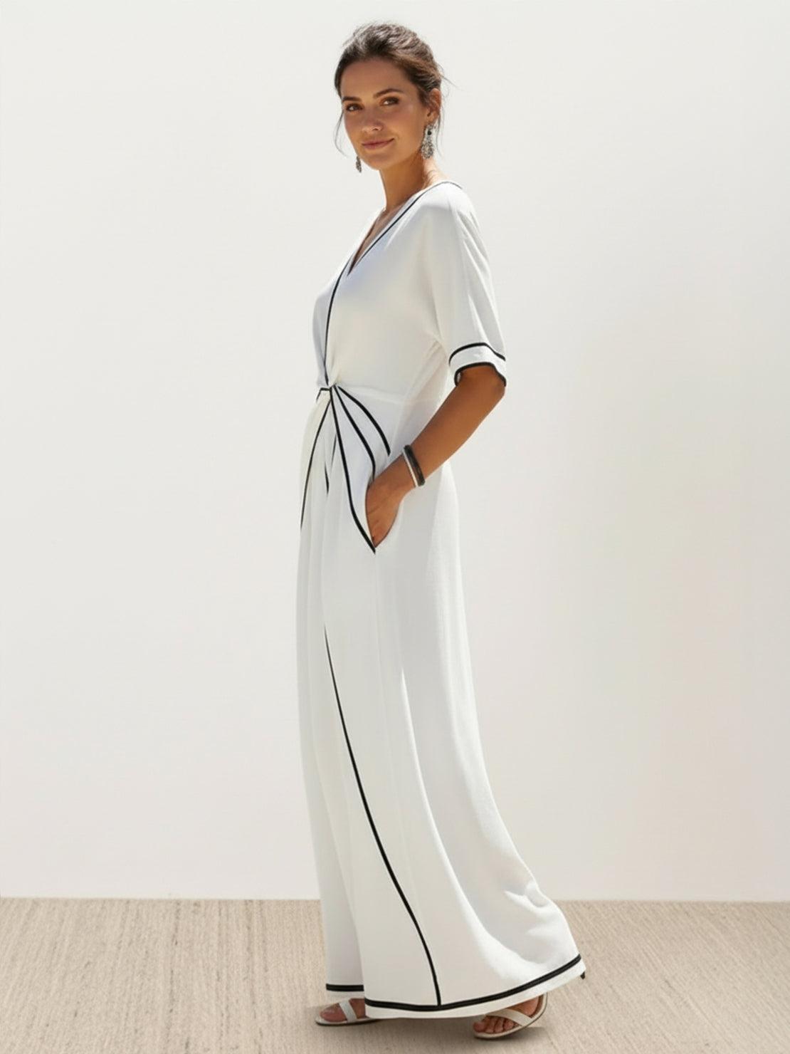 Vestido maxi de cintura anudada y caída fluida