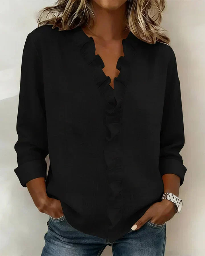 Anora | Blusa con volantes y cuello en V