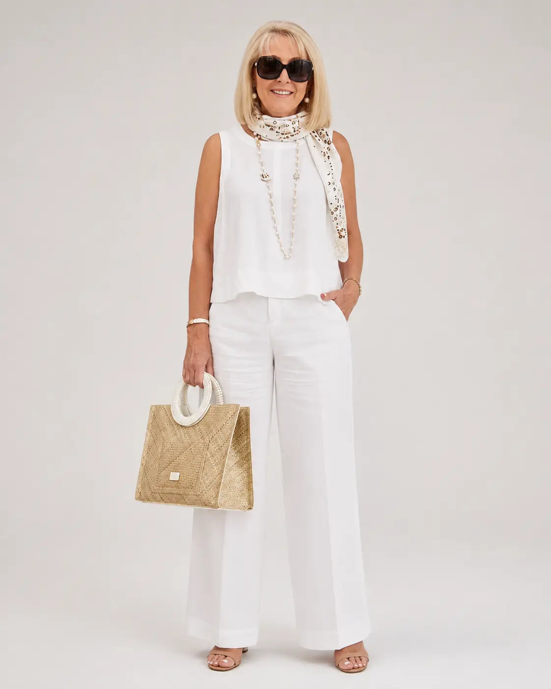 Trinidad™ | Conjunto Blanco de Blusa y Pantalón Ancho