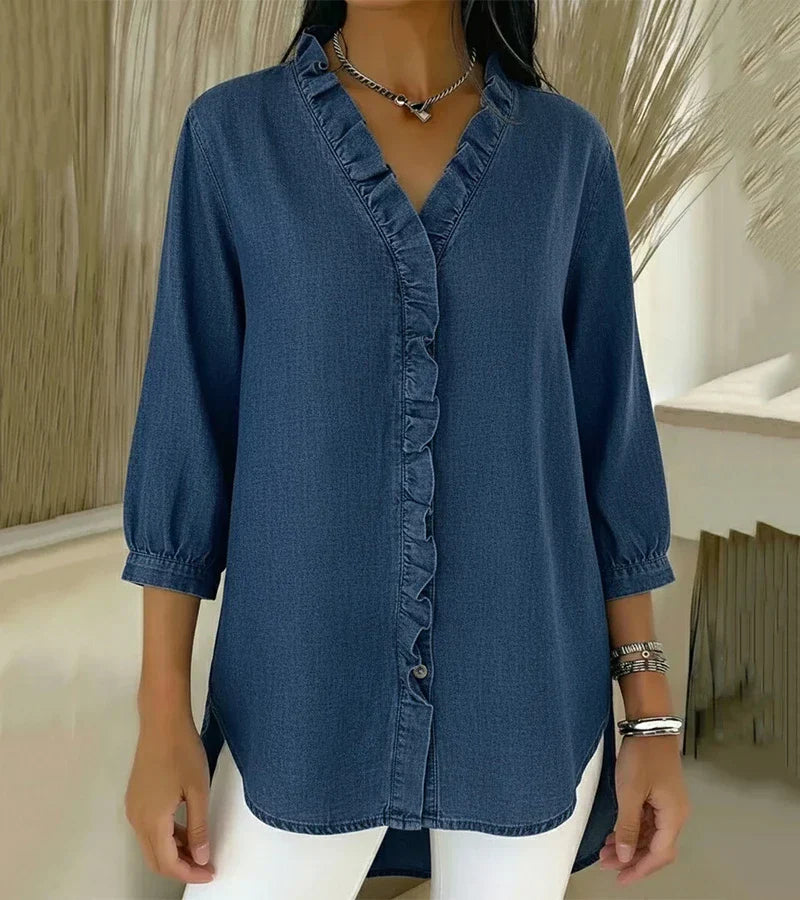 Lucía | Blusa de denim fluida con escote en V