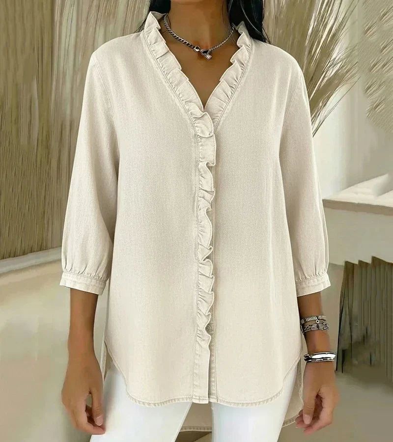 Lucía | Blusa de denim fluida con escote en V