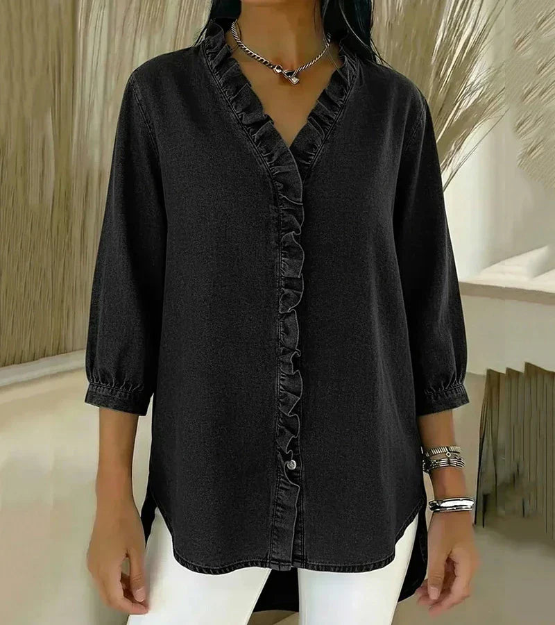 Lucía | Blusa de denim fluida con escote en V