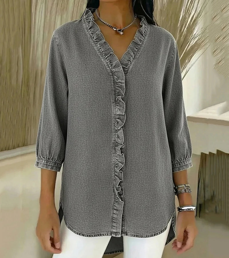 Lucía | Blusa de denim fluida con escote en V
