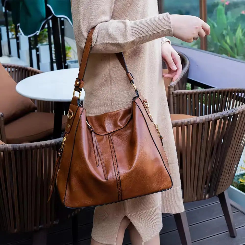 Bolso de mano de cuero de lujo antirrobo tipo hobo + Cartera pequeña GRATIS