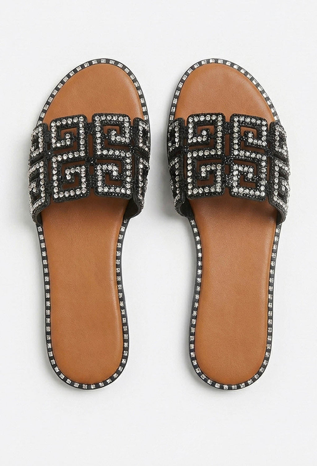 Sandalias Always Be Mine Negras con Pedrería