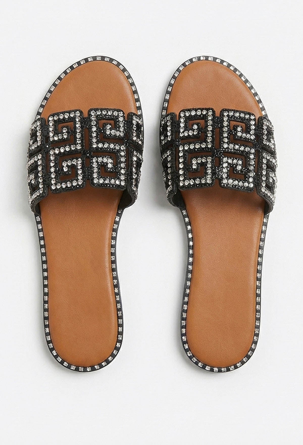 Sandalias Always Be Mine Negras con Pedrería