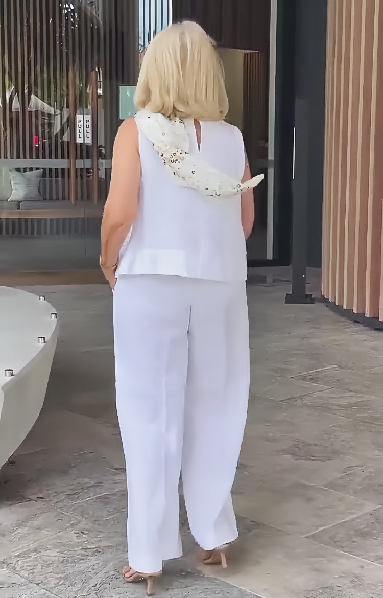 Trinidad™ | Conjunto Blanco de Blusa y Pantalón Ancho