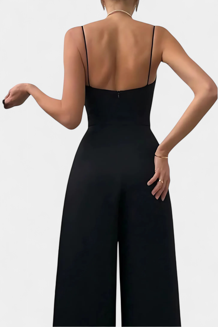 Romily mono sexy con tirantes y pierna ancha elegante