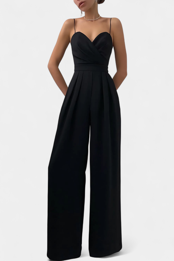 Romily mono sexy con tirantes y pierna ancha elegante