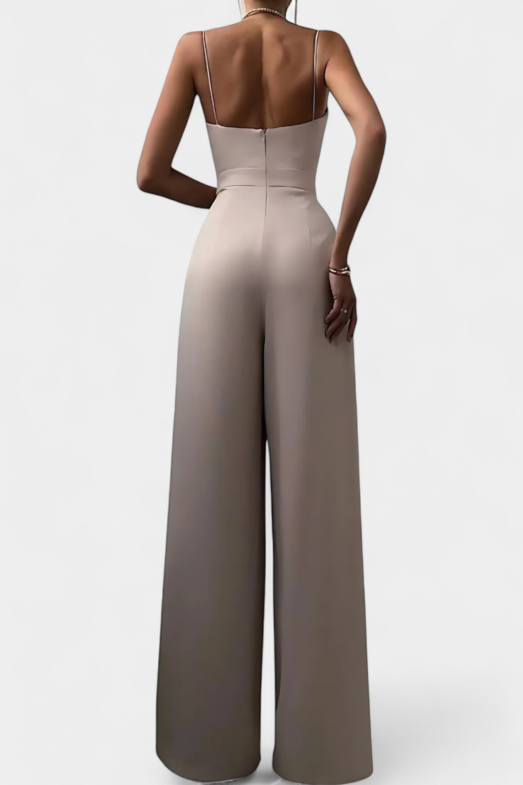 Romily mono sexy con tirantes y pierna ancha elegante