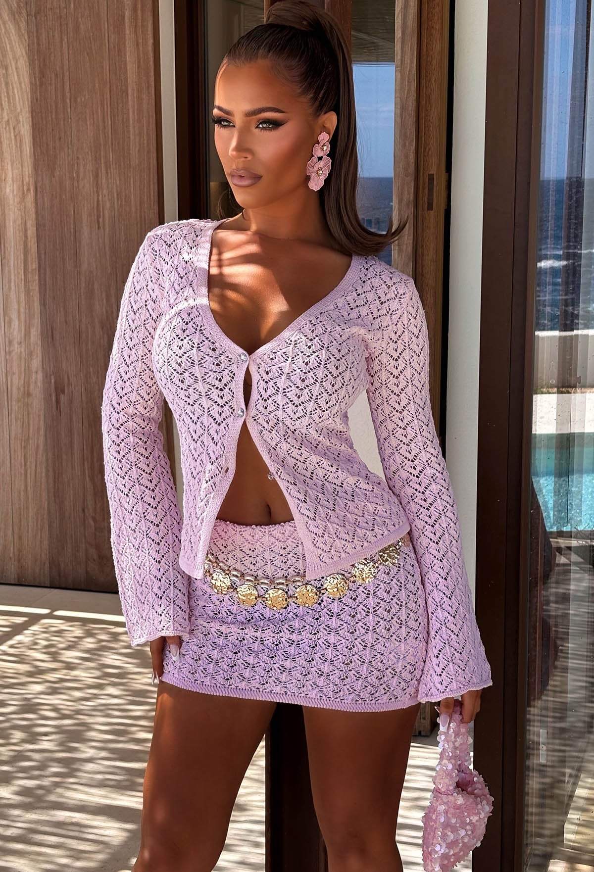 Falda Rosa Pastel de Crochet Exotic Glow