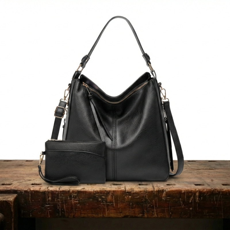 Bolso de mano de cuero de lujo antirrobo tipo hobo + Cartera pequeña GRATIS