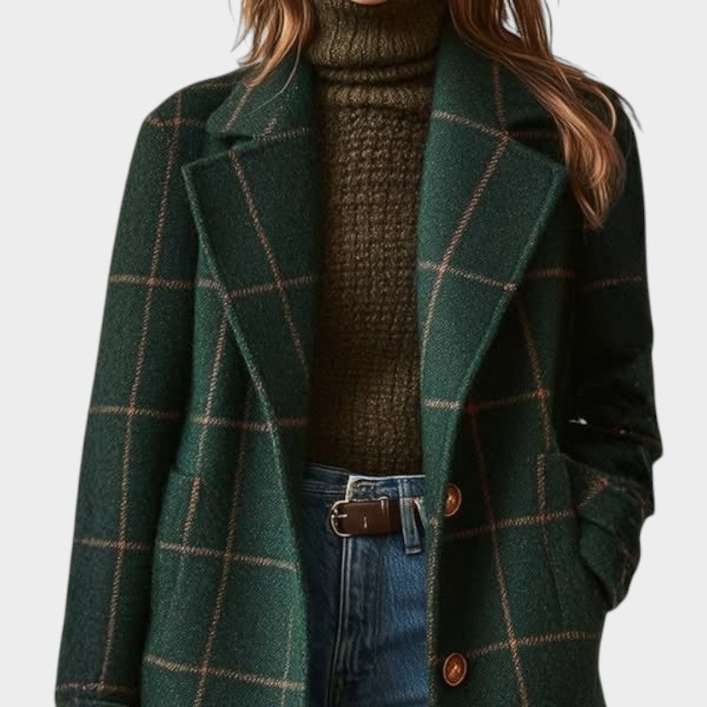 Adriana™ | Abrigo Clásico de Invierno con Estampado de Cuadros