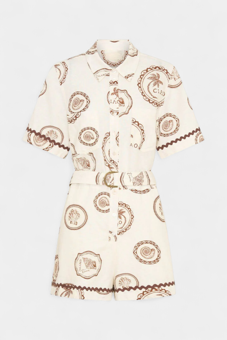 Camiseta Seashell Mono con Detalle de Concha y Botones