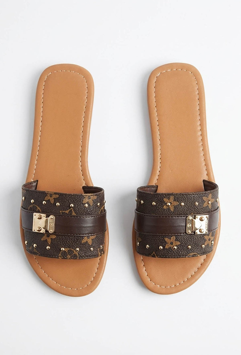 Sandalias Logo Baby Marrones con Estampado