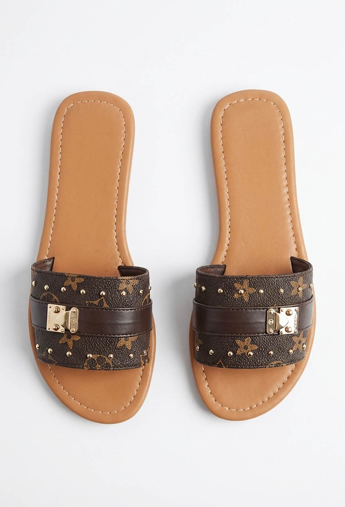 Sandalias Logo Baby Marrones con Estampado