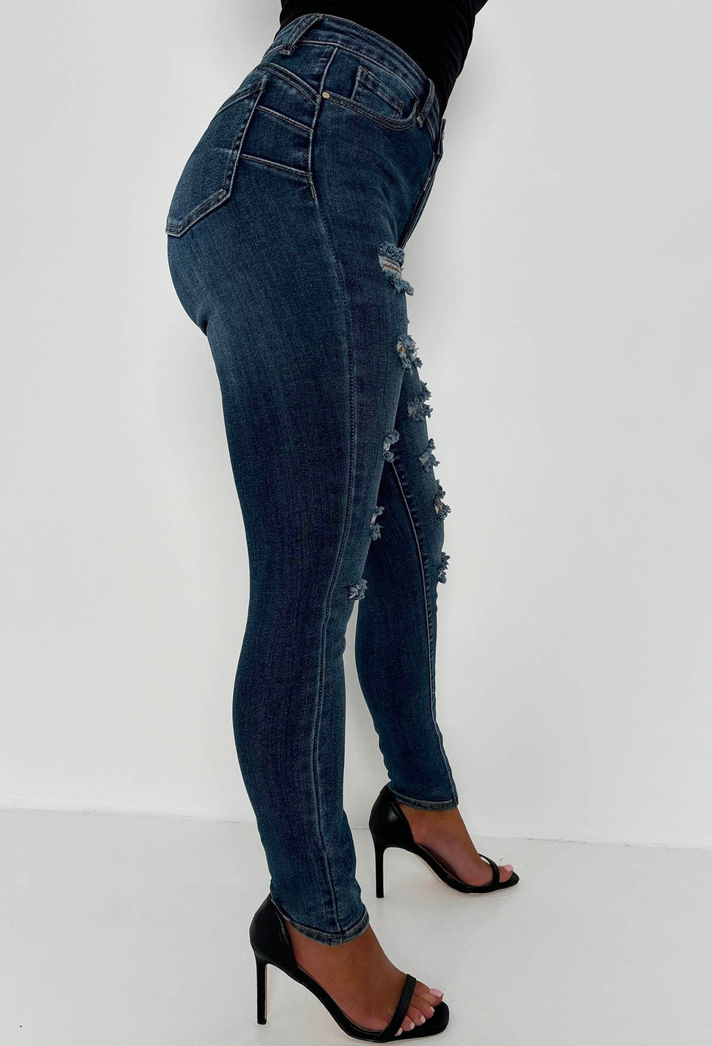 Push Me Baby vaqueros skinny azul medio desgastados con elastano y efecto push-up