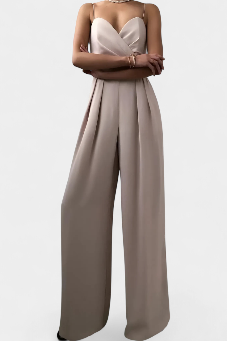 Romily mono sexy con tirantes y pierna ancha elegante