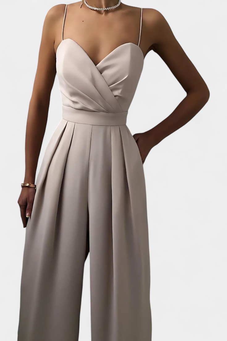 Romily mono sexy con tirantes y pierna ancha elegante