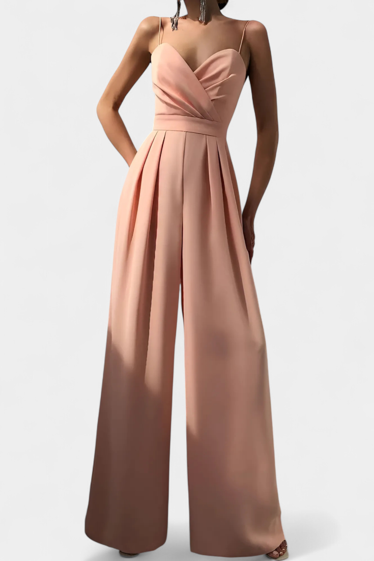 Romily mono sexy con tirantes y pierna ancha elegante