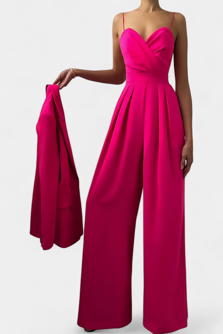 Romily mono sexy con tirantes y pierna ancha elegante