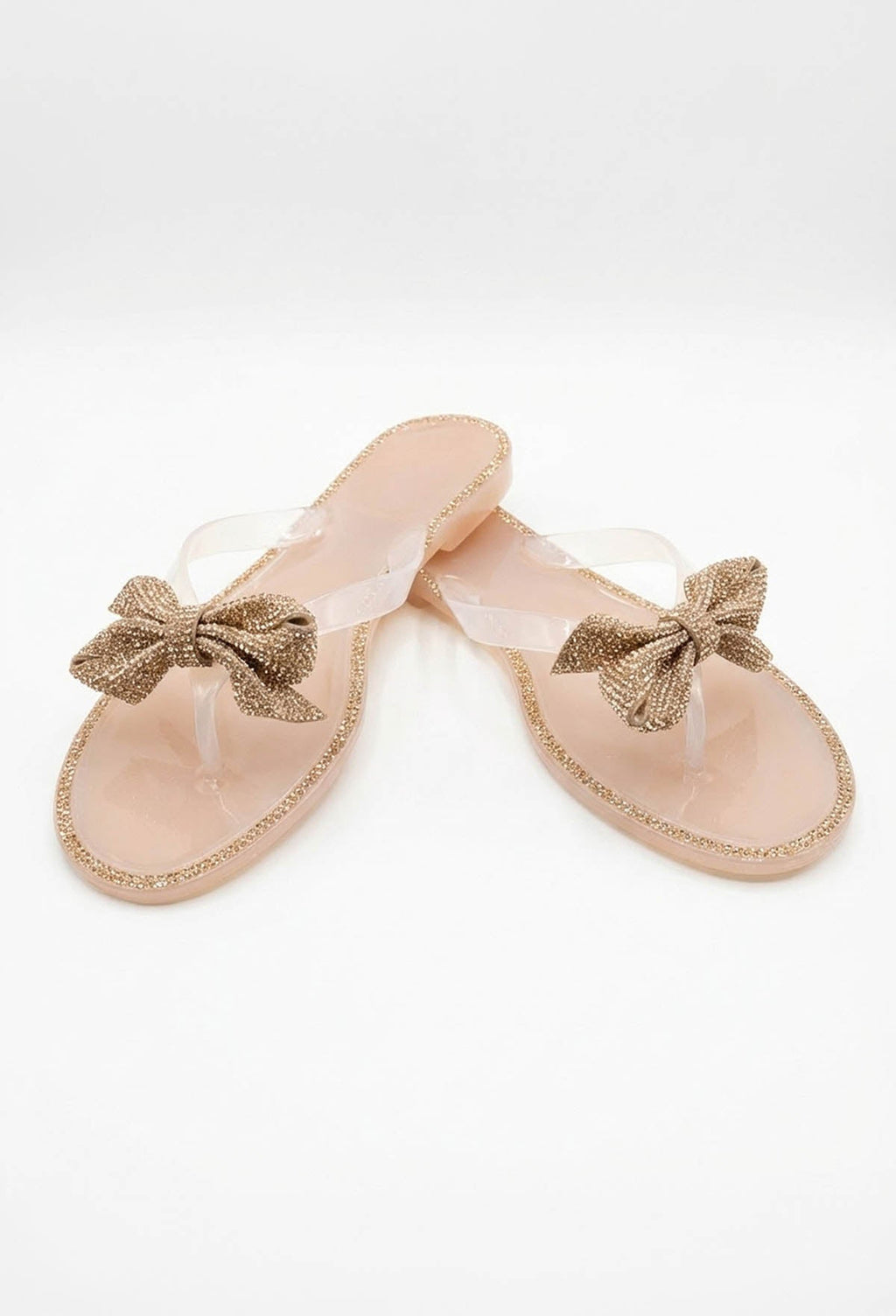 Sandalias Sweet And Sleek Nude con Moño y Pedrería