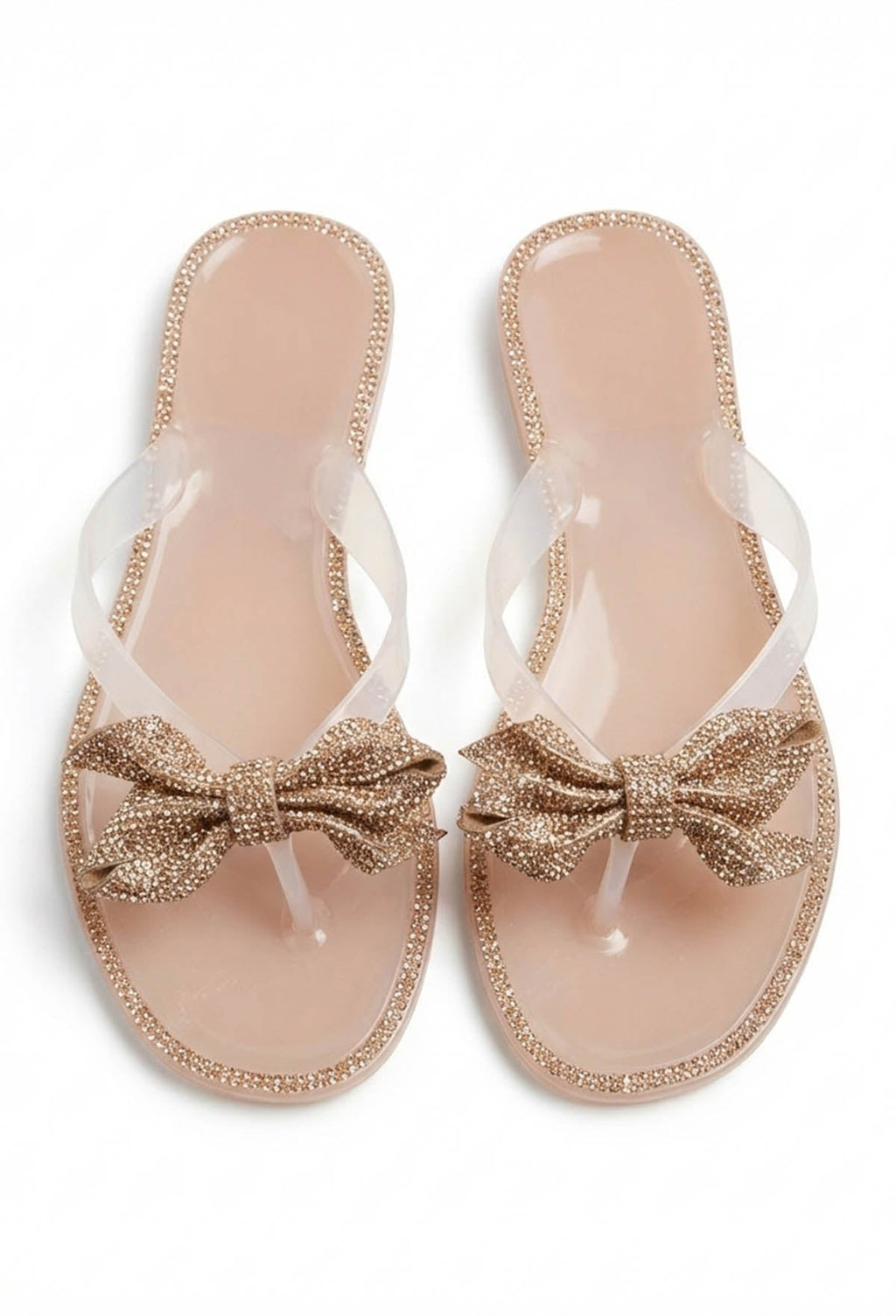 Sandalias Sweet And Sleek Nude con Moño y Pedrería