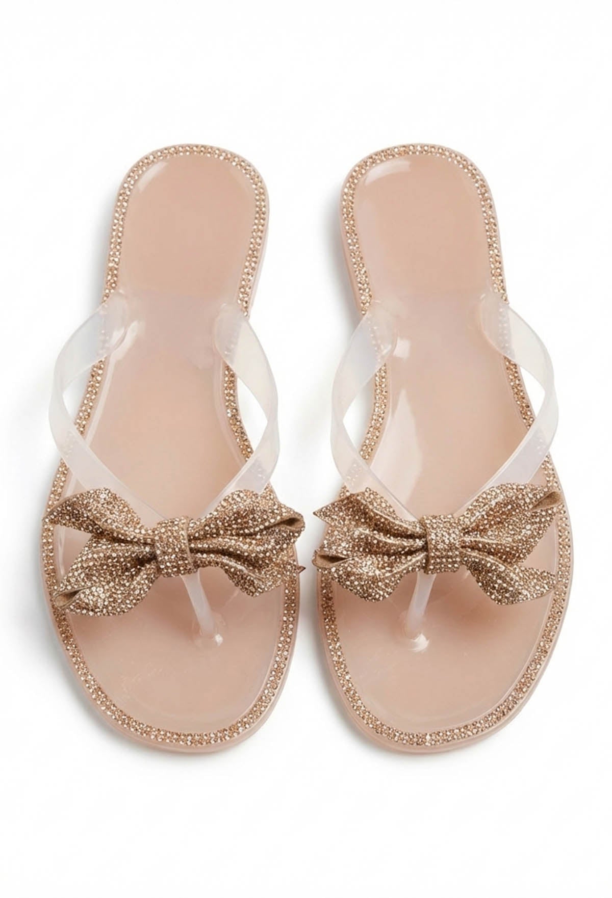 Sandalias Sweet And Sleek Nude con Moño y Pedrería