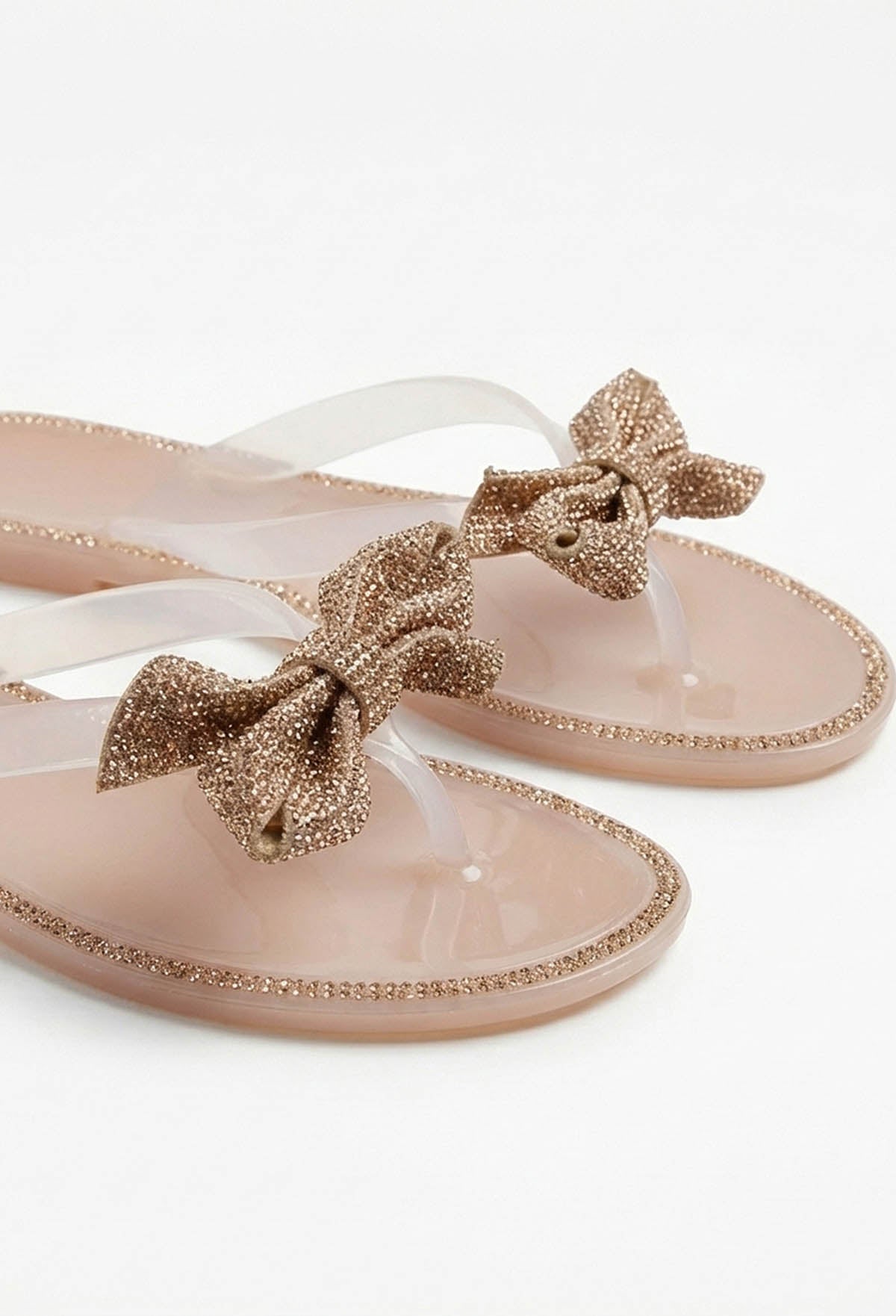 Sandalias Sweet And Sleek Nude con Moño y Pedrería