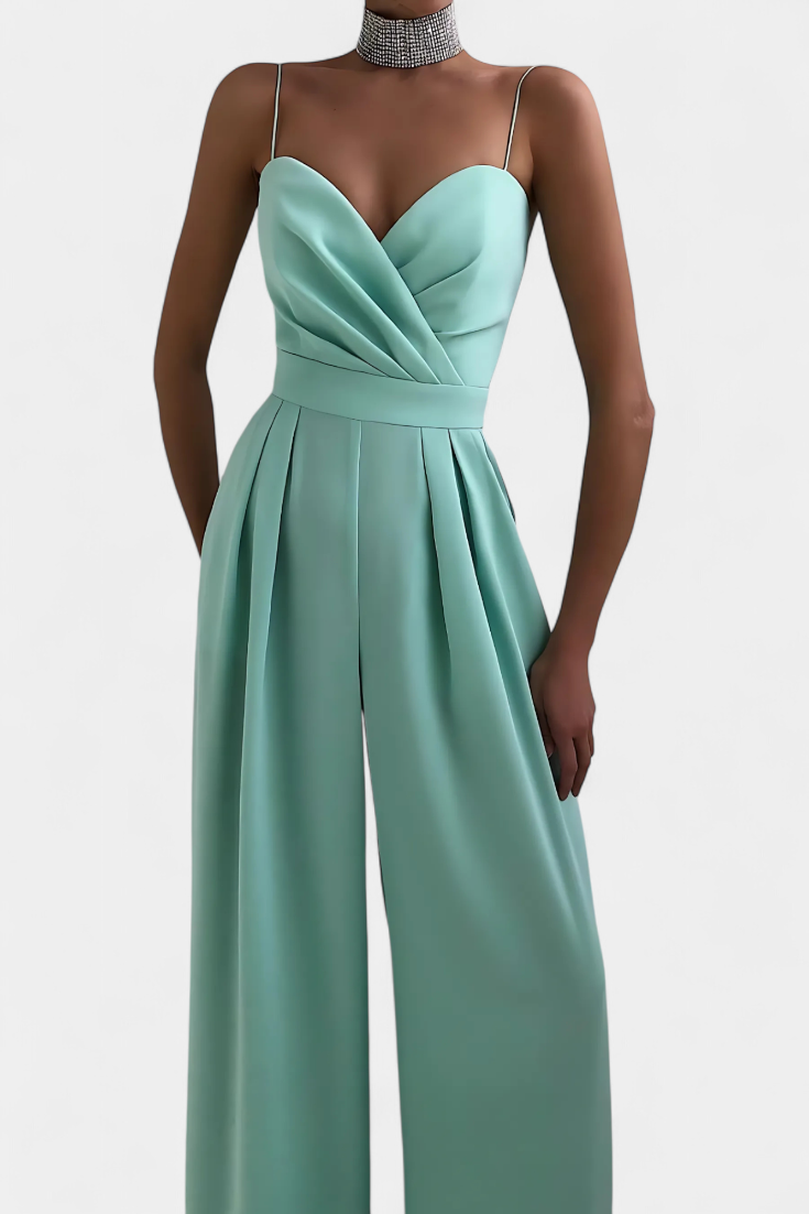 Romily mono sexy con tirantes y pierna ancha elegante