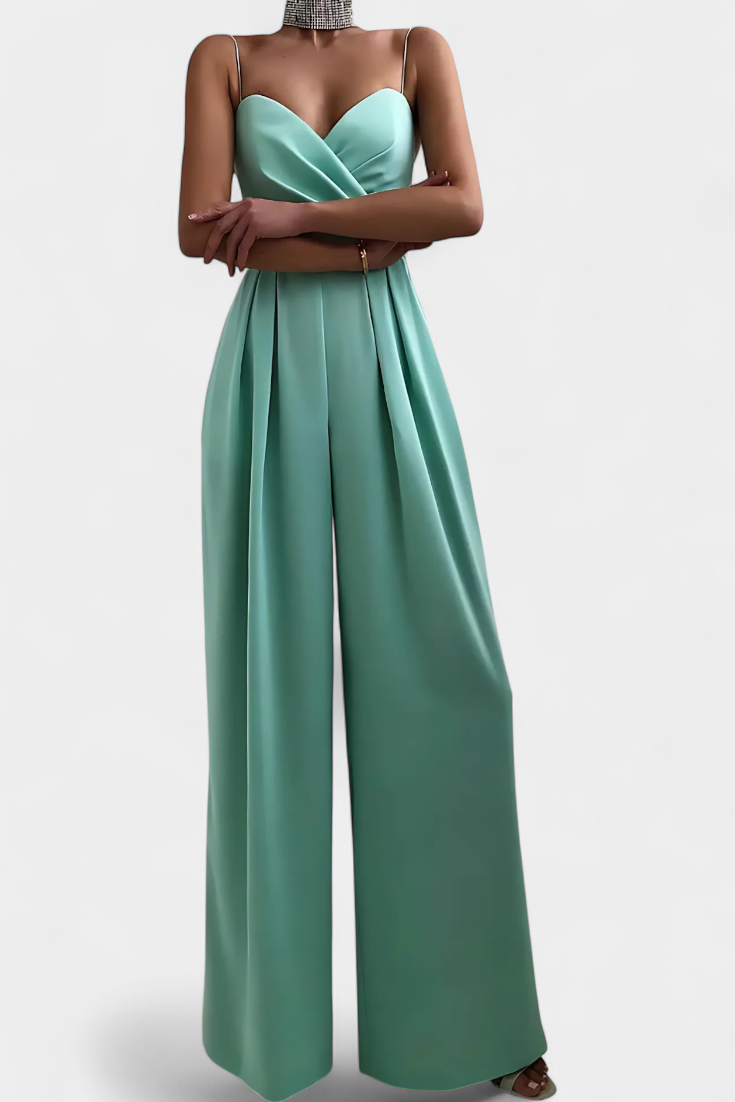 Romily mono sexy con tirantes y pierna ancha elegante